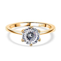 Moissanite 1.26 ctw Ring in Vermeil Yellow Gold Over Sterling Silver (Size 9)