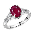 D'Joy Niassa Ruby (FF) and White Zircon 3.00 ctw Art Deco Ring in Rhodium Over Sterling Silver - Sticky add to cart bar