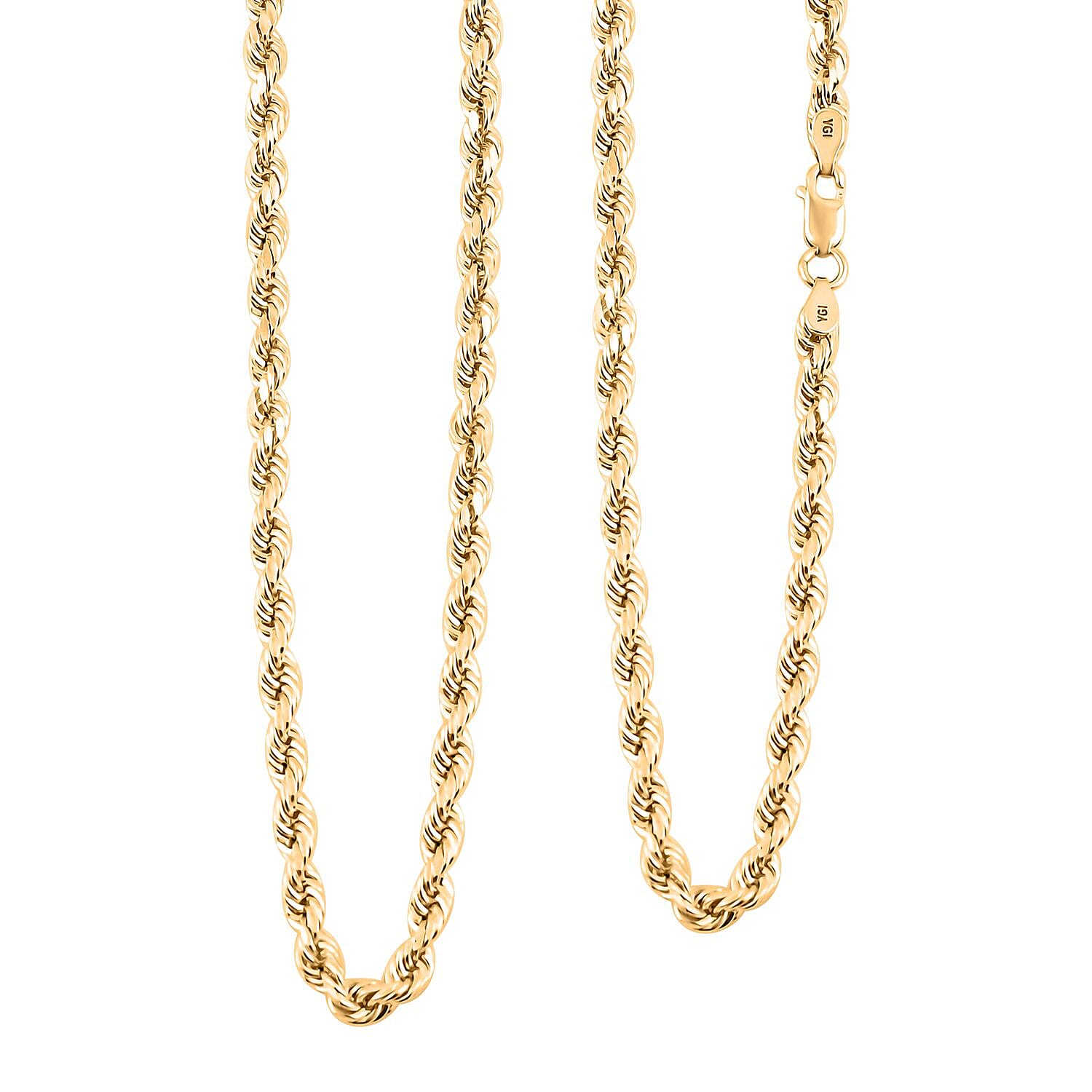 3.5mm Rope Chain Necklace in 14K Yellow Gold 7.90 Grams 24 Inches