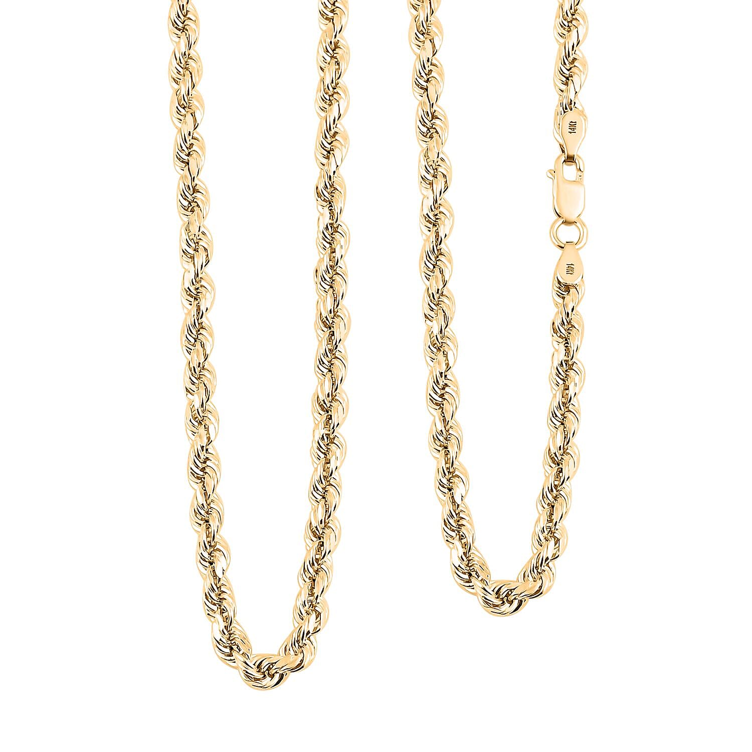 3.5mm Rope Chain Necklace in 14K Yellow Gold 8.60 Grams 26 Inches