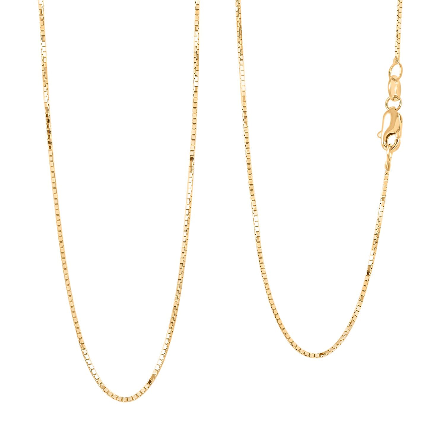 0.50mm Box Chain Necklace in18K Yellow Gold 20 Inches 2.8 Grams