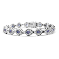 Premium Ceylon Blue Sapphire, White Zircon Bracelet in Rhodium Over Sterling Silver (6.50 In) 7.28 ctw