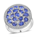 Ceylon Blue Sapphire, Moissanite Ring in Rhodium Over Sterling Silver 4.50 ctw (Size 5.0) - Sticky add to cart bar