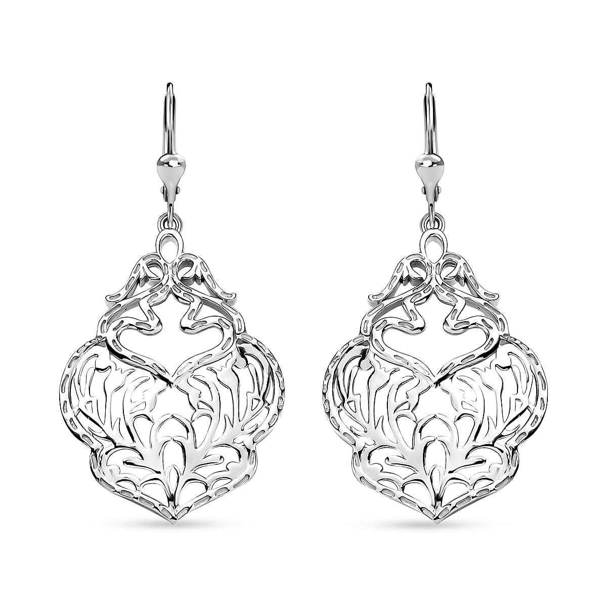 D'Joy Passport to Turkey Floral Earrings in Rhodium Over Sterling Silver 7.10 Grams