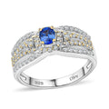 Premium Ceylon Blue Sapphire and Moissanite 1.00 ctw Ring in Rhodium Over Sterling Silver (Size 10.0) - Sticky add to cart bar