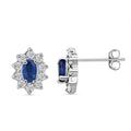 Premium Ceylon Blue Sapphire and Moissanite 0.90 ctwSunlit Sea Earrings in Rhodium Over Sterling Silver - Sticky add to cart bar