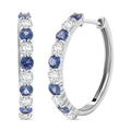 Premium Ceylon Blue Sapphire and Moissanite 1.80 ctw Lagoon Lights Earrings in Rhodium Over Sterling Silver - Sticky add to cart bar