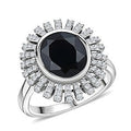 Karis Thai Black Spinel and White Zircon 4.75 ctw Ring in Platinum Bond (Size 10.0) - Sticky add to cart bar