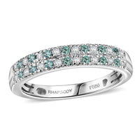 Rhapsody 950 Platinum AAAA Paraiba Tourmaline and Diamond (E-F VS2) (0.20 cts) Band Ring (Size 10.0) (5.20 g) 0.40 ctw