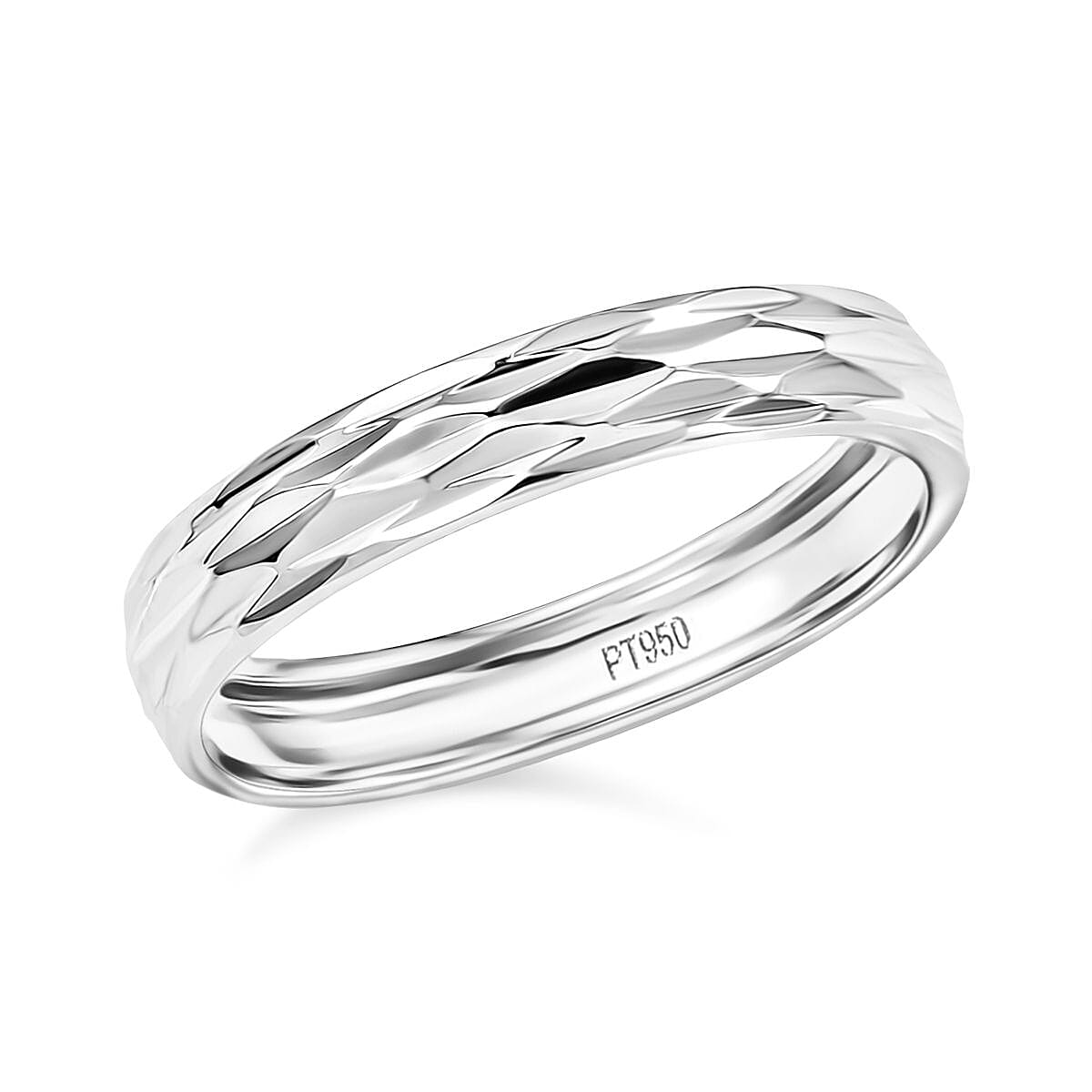 950 Platinum Diamond-Cut Band Ring 3.35 Grams