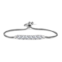 D'Joy Lab Created White Sapphire 7.70 ctw Bolo Bracelet in Sterling Silver and Stainless Steel