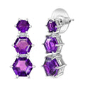 African Amethyst and Moissanite 11.75 ctw Honeycomb Earrings in Rhodium Over Sterling Silver - Sticky add to cart bar
