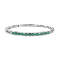 D'Joy Premium Kagem Zambian Emerald 2.80 ctw Infinity Bangle Bracelet in Rhodium Over Sterling Silver (7.25 In)