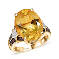 D'Joy Yellow Labradorite and Multi Gemstone 8.50 ctw Ring in 18K Vermeil Yellow Gold Over Sterling Silver (Size 10.0) - Sticky add to cart bar