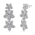 Luxuriant Lab Grown Diamond G-H SI 1.00 ctw Dangling Floral Cascade Earrings in Rhodium Over Sterling Silver - Sticky add to cart bar