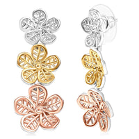 D'Joy Passport to Turkey Floral Earrings in 18K Vermeil YRG and Rhodium Over Sterling Silver 6.30 Grams