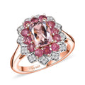 D'Joy Premium Pink Morganite and Moissanite 1.20 ctw Ring in 18K Vermeil Rose Gold Over Sterling Silver - Sticky add to cart bar