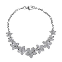 Luxuriant Lab Grown Diamond G-H SI 1.50 ctw Floral Cascade Bracelet in Rhodium Over Sterling Silver (7.25 In) 7 Grams