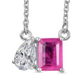 D'Joy Premium Ilakaka Hot Pink Sapphire (FF) and Moissanite 3.40 ctw Toi et Moi Pendant Necklace in Rhodium Over Sterling Silver 20 Inches - Sticky add to cart bar