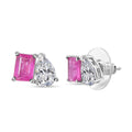 D'Joy Premium Ilakaka Hot Pink Sapphire (FF) and Moissanite 4.15 ctw Toi et Moi Earrings in Rhodium Over Sterling Silver - Sticky add to cart bar