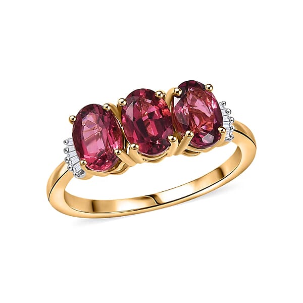 Luxoro 14K Yellow Gold AAA Ouro Fino Rubellite, Diamond (G-H, SI) Ring (Size 10.0) 2.00 ctw