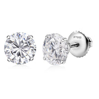 Moissanite Solitaire Stud Earrings in 950 Platinum 3.60 ctw