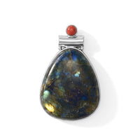 Center Stone Varies Labradorite 57.00 ctw Drop Pendant without Chain in Silvertone