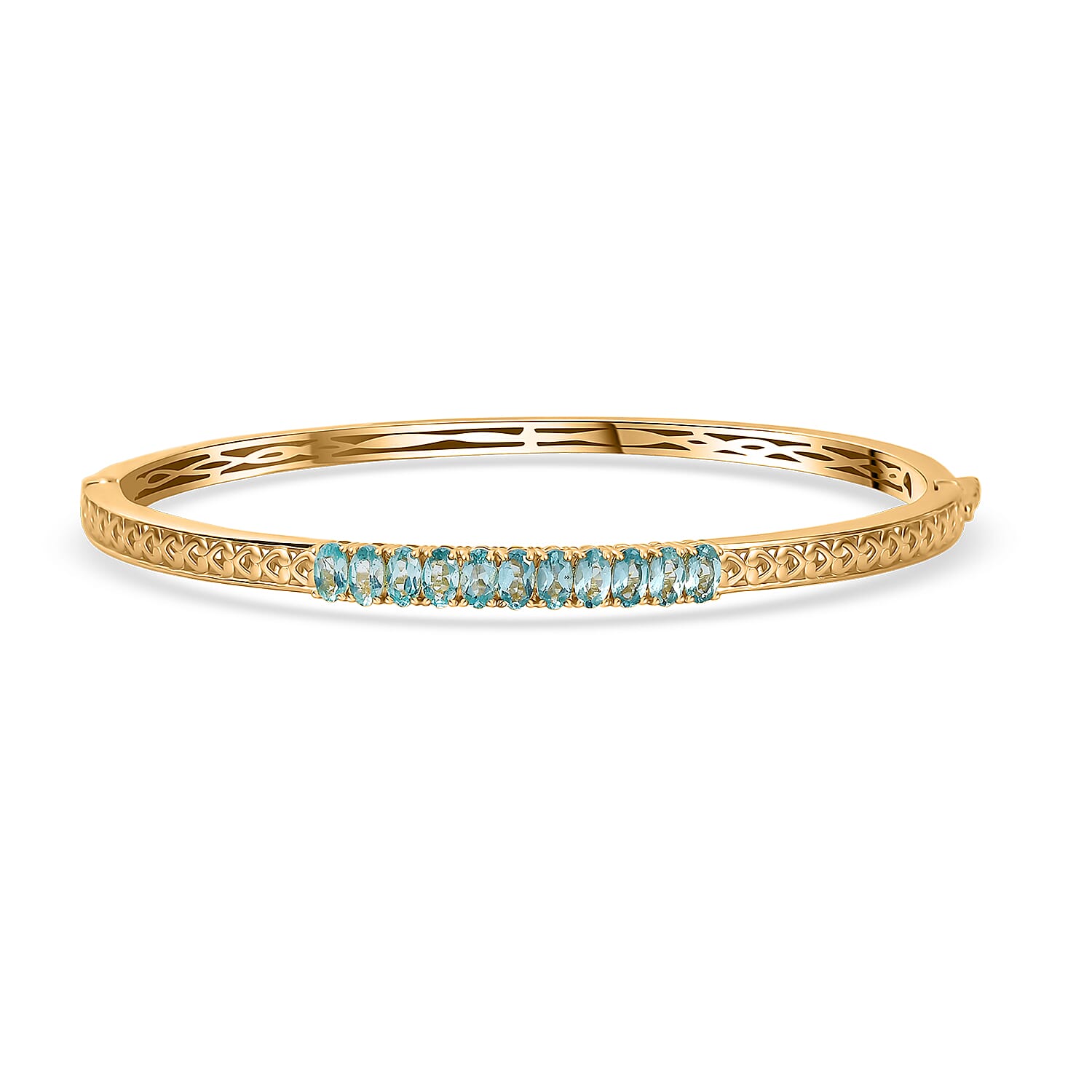 EverTrue Paraiba Apatite 11.75 ctw Bangle Bracelet in 18K YG Plated (6.50 In)