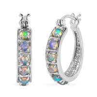 Ethiopian Welo Opal 1.00 ctw Hoop Earrings in Stainless Steel
