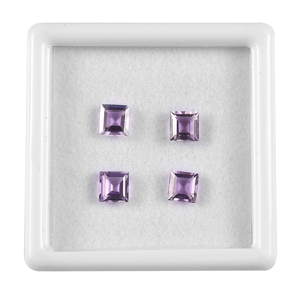 Rose De France Amethyst Set of 4 (Sqr 5 mm) 2.00 ctw Loose Gemstone