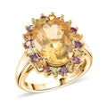 D'Joy Yellow Labradorite and Multi Gemstone 6.00 ctw Ring in 18K Vermeil Yellow Gold Over Sterling Silver (Size 10.0) - Sticky add to cart bar