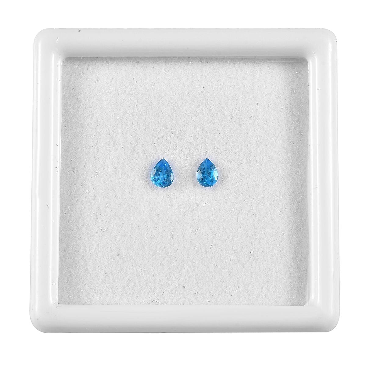 Malgache Neon Apatite Set of 2 (Pear 4x3 mm) 0.27 ctw Loose Gemstone