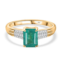 Luxoro 14K Yellow Gold AAA Kagem Zambian Emerald, Diamond (I1) Ring (Size 9.0) 1.80 ctw