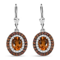 D'Joy Santa Ana Madeira Citrine and Multi Gemstone 3.75 ctw Lever Back Earrings in Platinum Over Sterling Silver