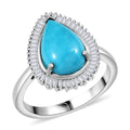 D'Joy Premium Sleeping Beauty Turquoise and Diamond 3.10 ctw Ring in Rhodium Over Sterling Silver (Size 10.0) - Sticky add to cart bar