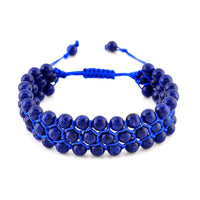 Lapis Lazuli Beaded Three-Row Bracelet (6-9In) 140.00 ctw