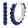 Lapis Lazuli Hoop Earrings in Silvertone 35.00 ctw - Sticky add to cart bar