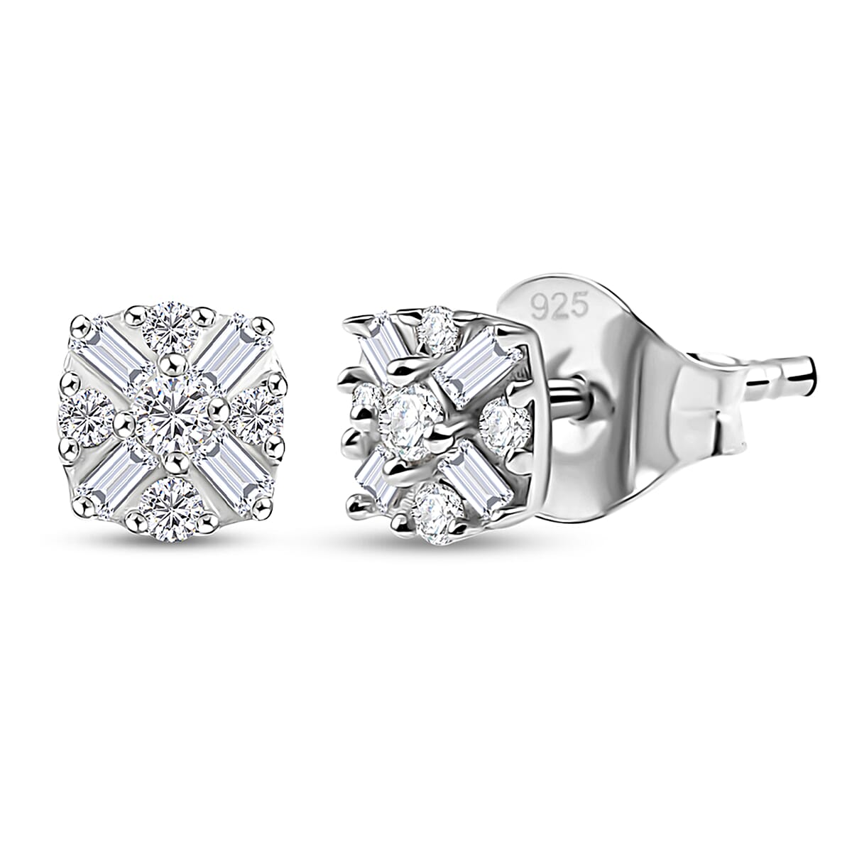 D'Joy Diamond 0.25 ctw Earrings in Rhodium Over Sterling Silver