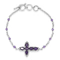 EverTrue African Amethyst Cross Bracelet in Platinum Bond (6.50-8.0In) 4.40 ctw - Sticky add to cart bar