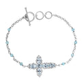 EverTrue African Amethyst Cross Bracelet in Platinum Bond (6.50-8.0In) 4.40 ctw - Sticky add to cart bar