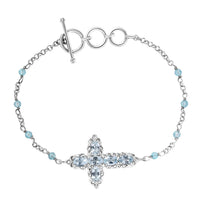 EverTrue African Amethyst Cross Bracelet in Platinum Bond (6.50-8.0In) 4.40 ctw