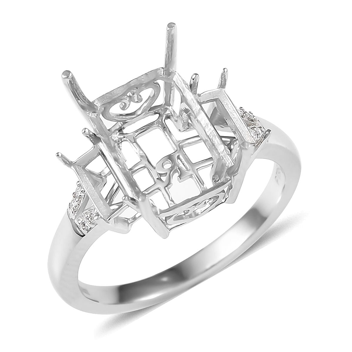 950 Platinum White Diamond (E-F, VS2) Mounting Ring (Size 8.25) (6 g)