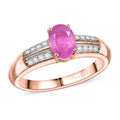 D'Joy Ilakaka Hot Pink Sapphire (FF) and Moissanite 1.30 ctw Ring in 18K Vermeil Rose Gold Over Sterling Silver (Size 10.0) - Sticky add to cart bar