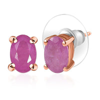 D'Joy Ilakaka Hot Pink Sapphire (FF) Stud Earrings in 18K Vermeil RG Over Sterling Silver 1.50 ctw