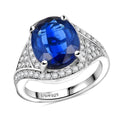 D'Joy Premium Kashmir Kyanite and Moissanite 5.90 ctw Ring in Rhodium Over Sterling Silver (Size 10.0) - Sticky add to cart bar
