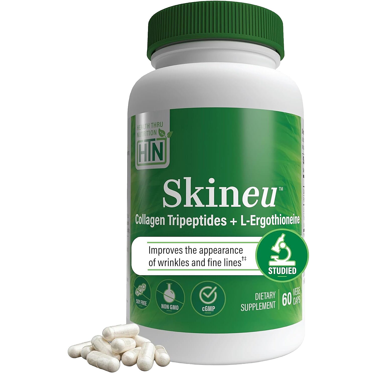 Health Thru Nutrition Skineu™ Collagen Tripeptide and EGT L-Ergothioneine (60 Vegecaps)