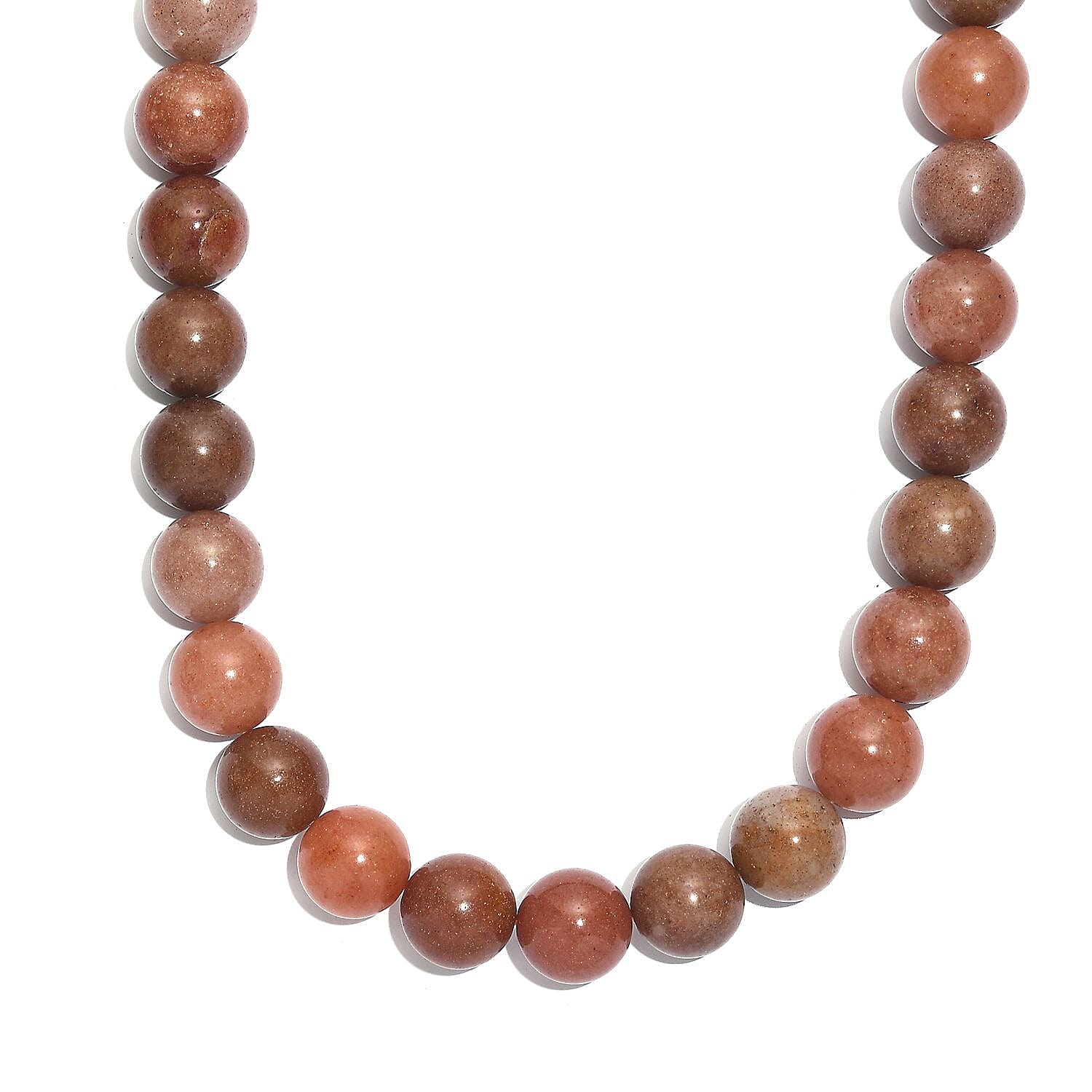 Peach Sunstone 300.00 ctw Beaded Necklace in Platinum Bond 18 Inches