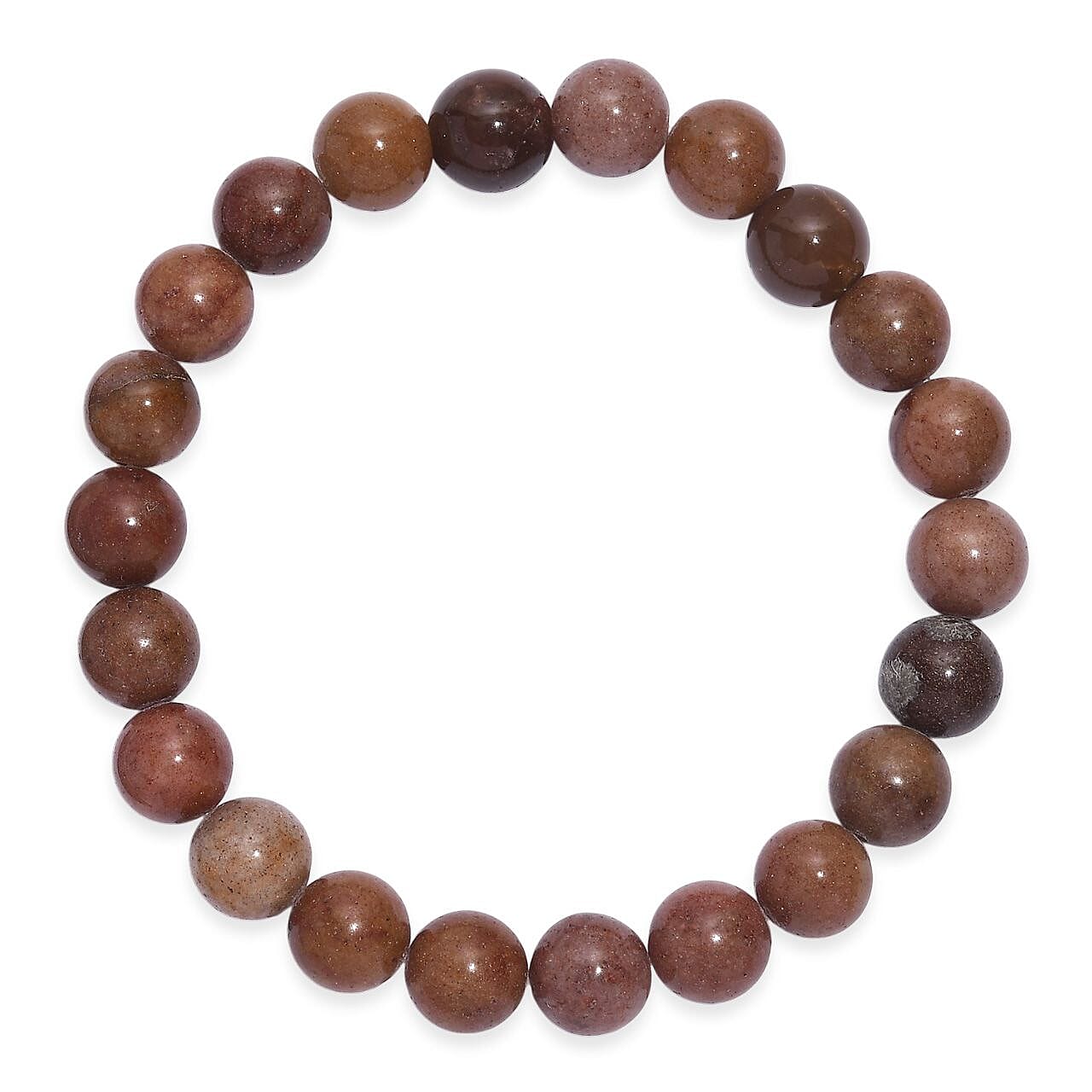 Peach Sunstone 150.00 ctw Beaded Stretch Bracelet