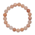 Peach Moonstone 150.00 ctw Beaded Stretch Bracelet - Sticky add to cart bar