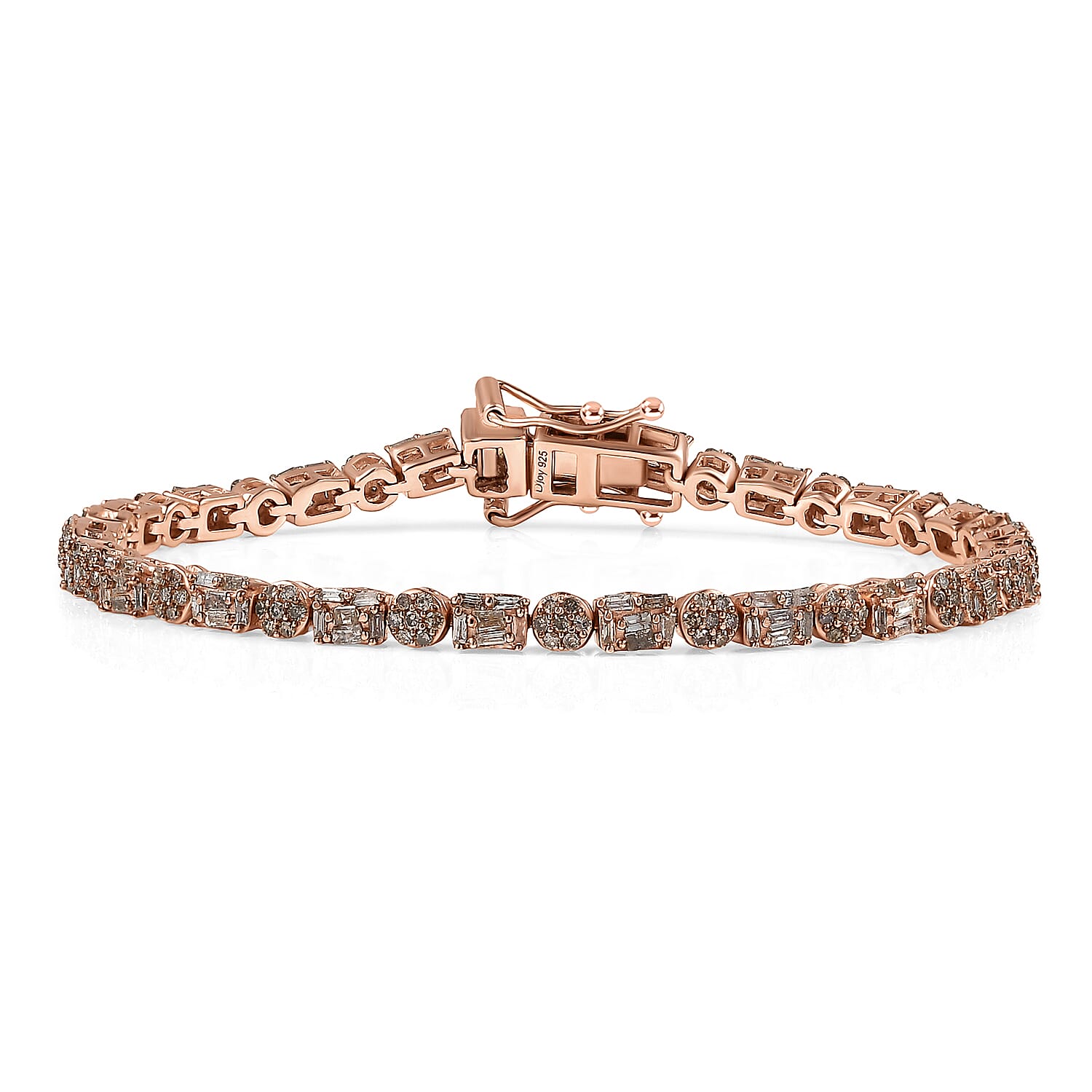 D'Joy Natural Champagne Diamond Bracelet in 18K Vermeil RG Over Sterling Silver (6.50 In) 2.15 ctw